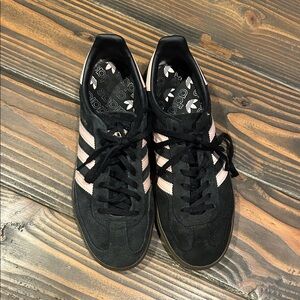 Adidas Black Sneakers with Pink Accents